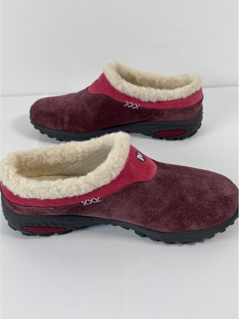 Merrell Womens 5 Suede Fleece Lined Slip On Shoes Burgundy Pink Y2K Outdoor - Picture 5 of 8